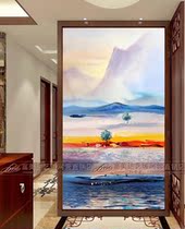 Art Glass Partition Screen Living Room Frosted Steel TV Background Wall gangway Xuanguan Light Transmission Abstract Painting