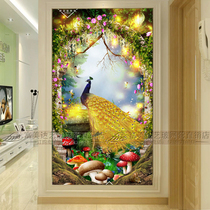 European art glass entrance aisle background wall screen partition Living room decoration double-sided customization