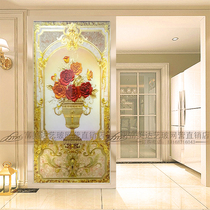 European art glass restaurant entrance background wall decoration Living room carved partition screen Frosted translucent custom