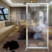 Modern Art Glass Background Wall Partition Screen Xuanguan Living-room Bifacial Light Transmission Frosted Craft Glass Leaf