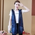 Fat mm lỏng XL 200 pounds denim vest dài nữ phiên bản Hàn Quốc 2018 mới áo trùm đầu thời trang áo khoác dài nữ Áo vest