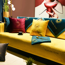 Nordic light luxury leather sofa cushion four seasons universal non-slip winter plush thick high-end seat cushion simple cover towel