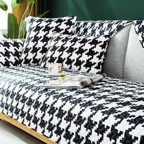 Nordic minimal sofa pad four seasons of general pure cotton quilting anti-slip thousands of birds light luxury modern sofa cover