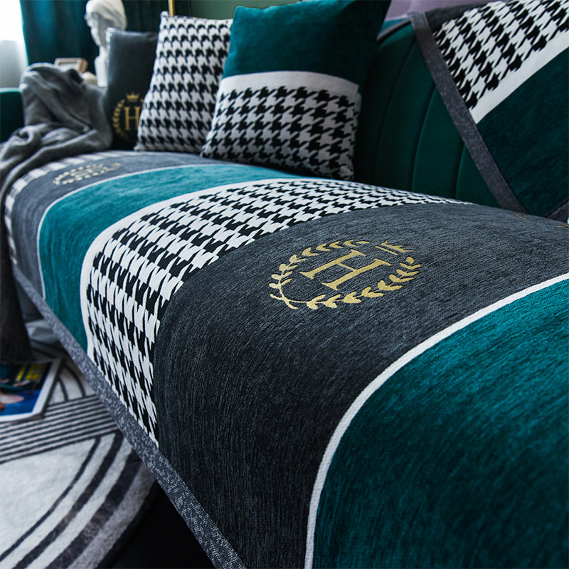 Nordic simple thousand bird sofa mat four seasons general anti-smooth and luxury high-end cushion all-inclusive cover