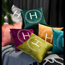 Nordic light luxury plush solid color pillow Living room sofa pillow cover towel Office waist pillow Removable bedside pillow