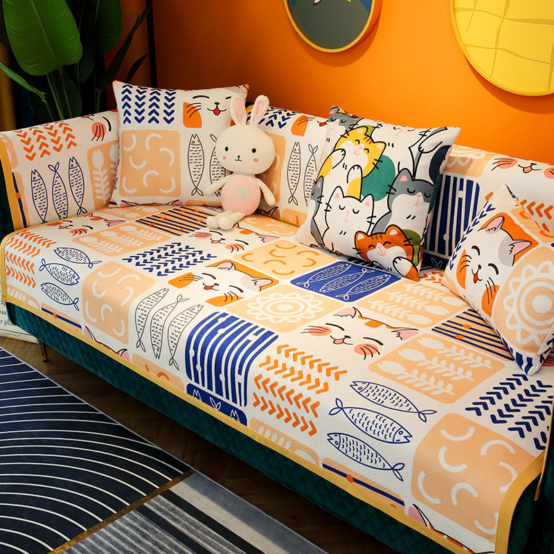 Cute sofa pad four seasons General 2021 new modern minimal fashion Snow - Sky Sky Shinier cover scarf