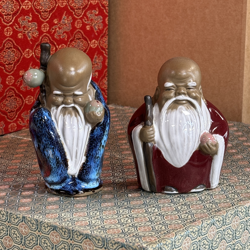 Stone Bay Ceramic Longevity Figurine Antarctic Elder Star Fairy Q-Version Gift for Birthday Celebration Good Fortune Longevity Blessing Home Decor Cute