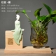 Bình thủy tinh Zen Trung Hoa thủy canh retro hoa chèn hoa khô gốm hoa trang trí chậu hoa xanh - Vase / Bồn hoa & Kệ