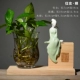 Bình thủy tinh Zen Trung Hoa thủy canh retro hoa chèn hoa khô gốm hoa trang trí chậu hoa xanh - Vase / Bồn hoa & Kệ