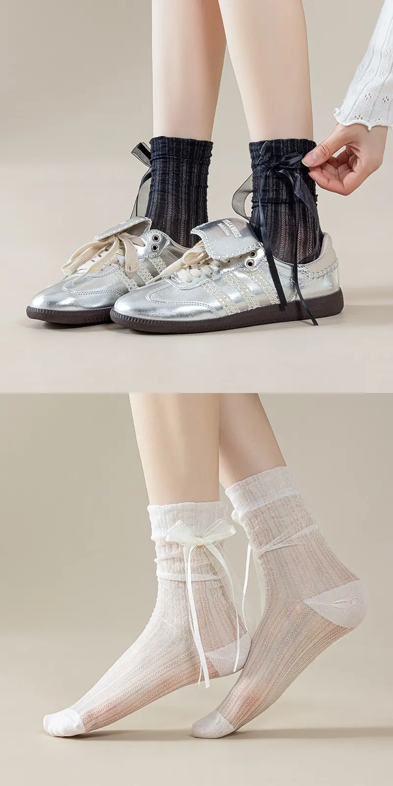 jk制服加工定制 袜子女洛丽塔袜子夏天薄款堆堆袜亲子款蕾丝花边结公主小腿袜