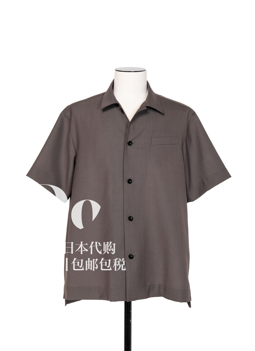 Beep beep Japan Sacai light and thin breathable turnover collar fastening short sleeve shirt blouses 24-03269M-001-Taobao