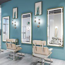 Tide shop beauty salon mirror LED light mirror with lamp wall-mounted hair salon barber shop 2021 net celebrity aluminum alloy mirror table