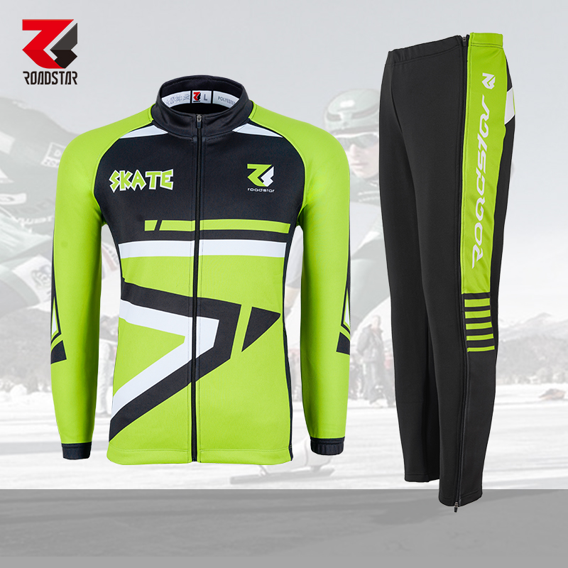 The new Roseda Winter Plus Velvet Split Kids Adult Men's and Women's Long Speed Skating Avenue Tight Warm-up Suits