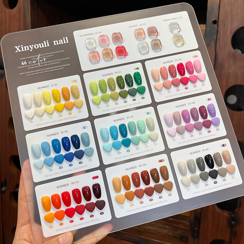 Yuyuli 66-Color Nail Polish Gel, Trendy Popular Colors, 66-Color Nail Salon Rainbow Color Special Long-Lasting Eco-Friendly Phototherapy Gel