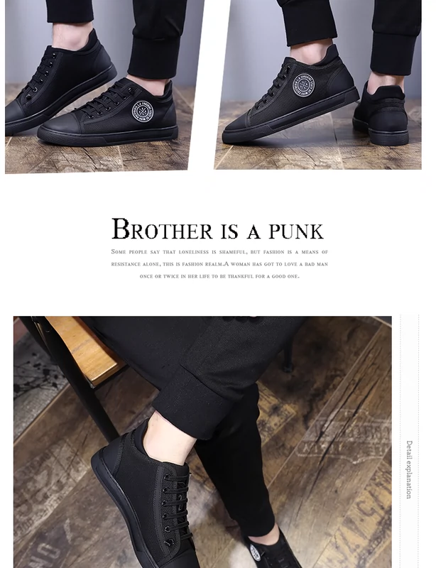 Giày nam mùa thu mới Giày nam phiên bản Hàn Quốc của xu hướng giày cao thoáng khí Giày vải cao cổ cho nam - Plimsolls