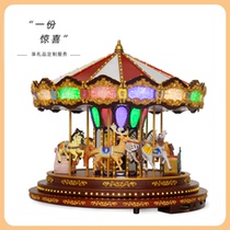 May a gift) Mr Christmas Wooden handmade music box carousel music box music box to send girls birthday