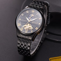 Chillo Watches Mens New Large Dial Fully Automatic Mechanical Watch Hollowed-out Tourbillon Steel Band Male Watch