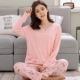 Mùa xuân và mùa thu nữ cotton dài tay cộng với phân bón XL đồ ngủ mùa thu và mùa đông mô hình MM chất béo của bộ dịch vụ nhà lỏng lẻo áo ngủ 2 dây