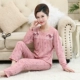 Đồ ngủ của mẹ dành cho phụ nữ mùa xuân và mùa thu cotton dài tay plus phân bón plus size cho phụ nữ trung niên và cao tuổi áo thun cotton phục vụ tại nhà - Cặp đôi