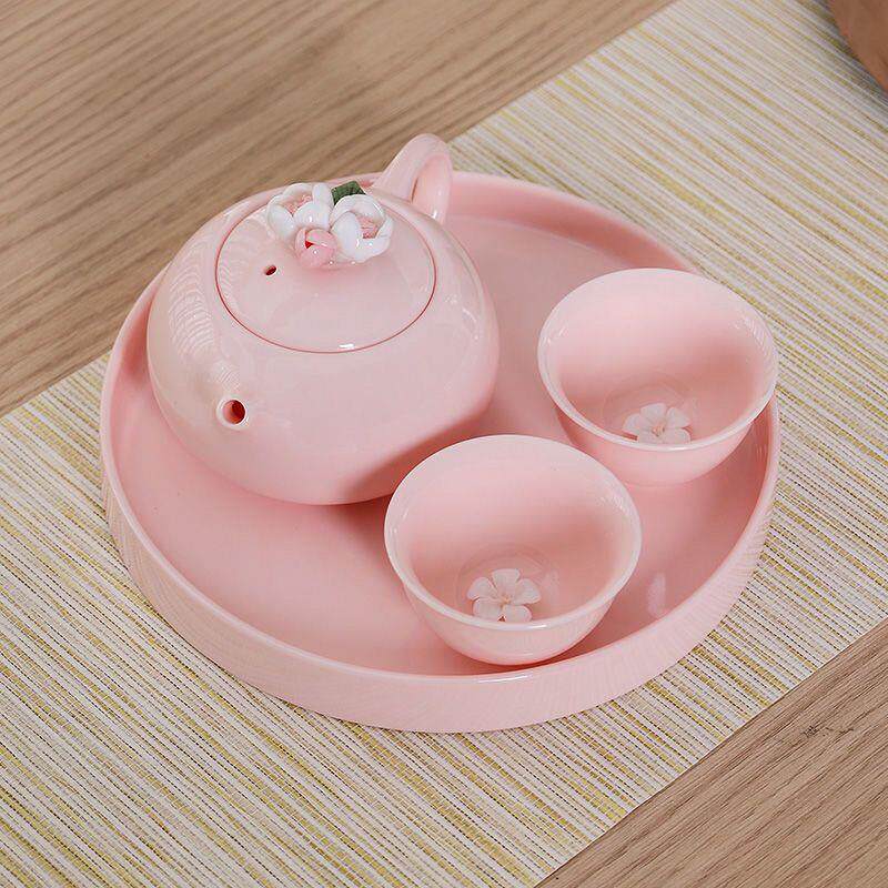 Girls' simple hand-kneaded flower handle teapot