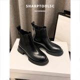 Martens, демисезонные челси на платформе, короткие сапоги, европейский стиль, из натуральной кожи