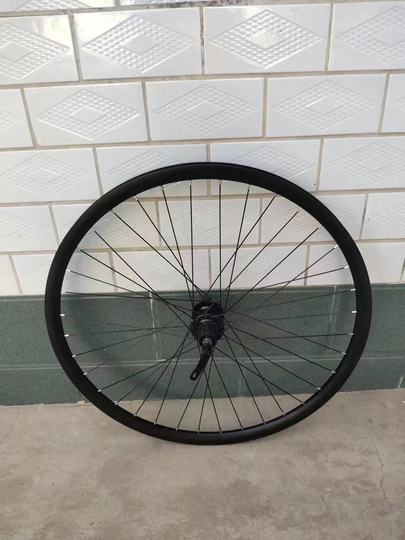 26×195/2.125自行车双卡轴承铝快拆卡式花鼓变速碟刹双层黑刀圈