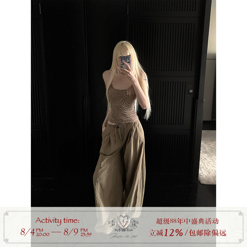 Rase Le Sol'Shuttle City' American-Style Loose Wide-Leg Pants, Lazy and Relaxed Casual Floor-Length Pants