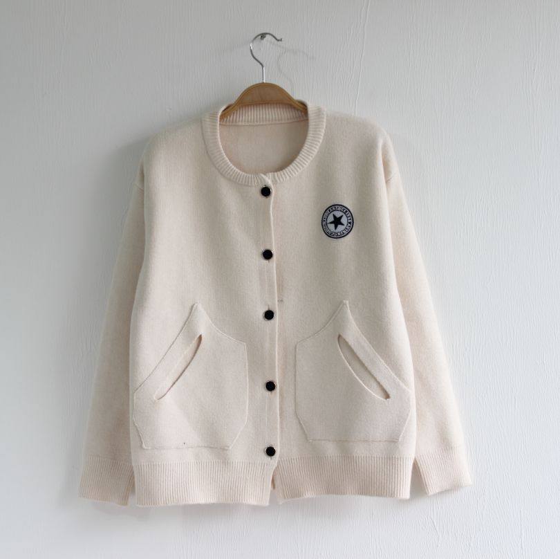 2022 Spring Dress New Small Stand-up Sweater Sweater Jacket Woman Pure Color Rabbit Suede Fabric Patch Baseball Suit Short jacket