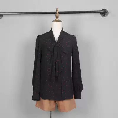 Bow printed shirt women's long-sleeved 2021 thin new large size chiffon shirt women's slim spring and autumn top