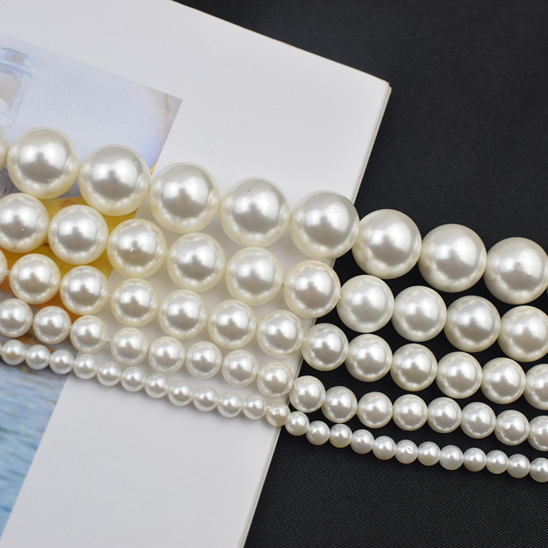 2-12 Natural Shell Beads Imitation Pearl White Round Beads Women's Sweater Chain Loose Beads DIY Bracelet Necklace Accessories 2-12 Natural Shell Beads Imitation Pearl White Round Beads Women's Sweater Chain Loose Beads DIY Bracelet Necklace Accessories