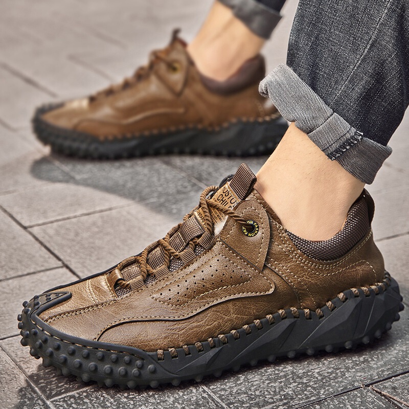 2025 Lace-Up Leather Men's Casual Shoes Spring and Summer Cross-Border Large Size Trendy Youth Outdoor Shoes Men's Amazon