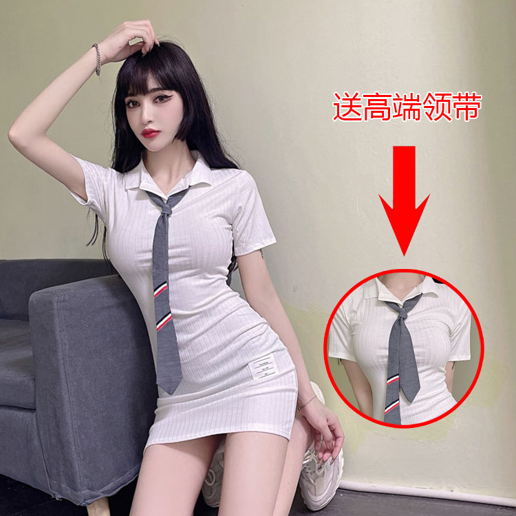 polo collar slim fit skinny wrap hip dress woman summer JK sports casual T-shirt dress night club sexy short dress