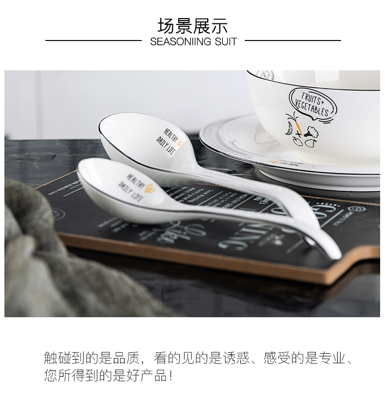 Long handle ceramic tablespoons of household hot pot porridge spoon run ramen noodles served porridge spoon, run out of large spoons wooden