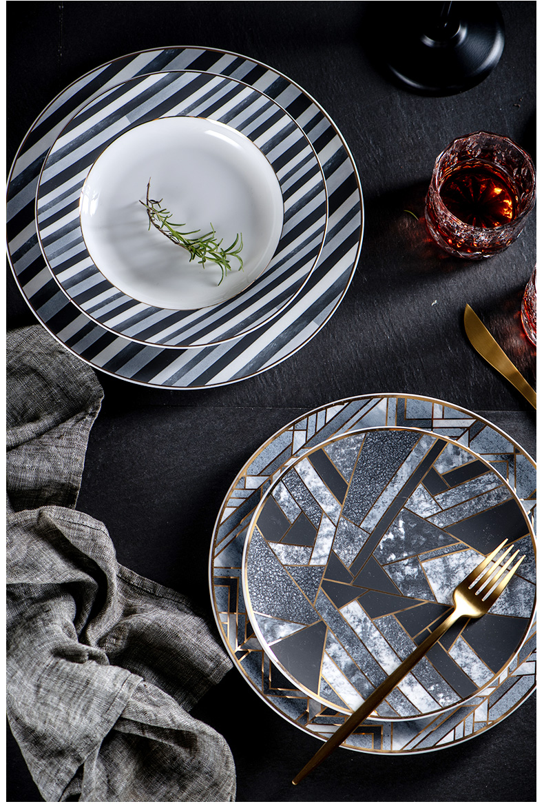 What western food dish dish dish home steamed fish dish western - style food tableware steak dishes creative European ceramic breakfast tray