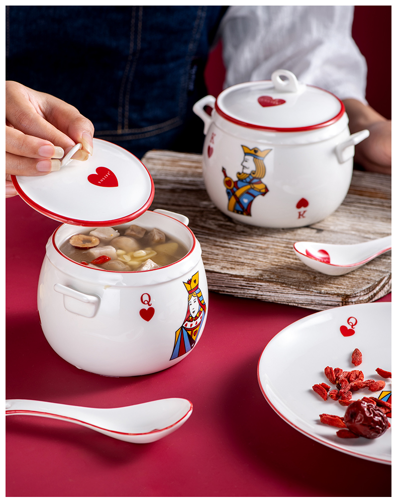 To offer them with cover them waterproof the bird 's nest soup cup small stew stew of household ceramics cup bowl of steaming soup stew water stew pot