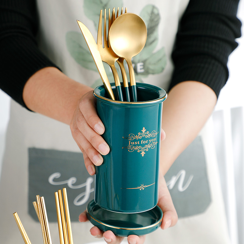 Ceramic chopsticks cage shelf household utensils receive a box of multi - functional kitchen from'm chopsticks spoon the receive tube of waterlogging under caused by excessive rainfall