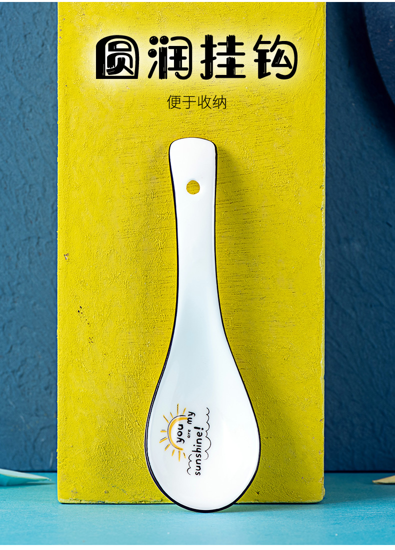 Ceramic household spoon porridge spoon sheng hot pot soup spoon, spoon, creative long handle big spoon, wooden spoon, ltd.