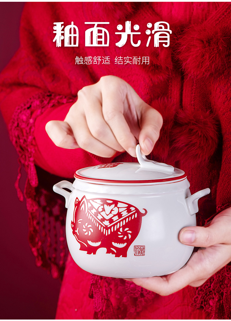 The Bird 's nest stew with cover high temperature resistant ceramic bladder household water stew soup bowl small simmer soup pot steaming bowls of stew pot