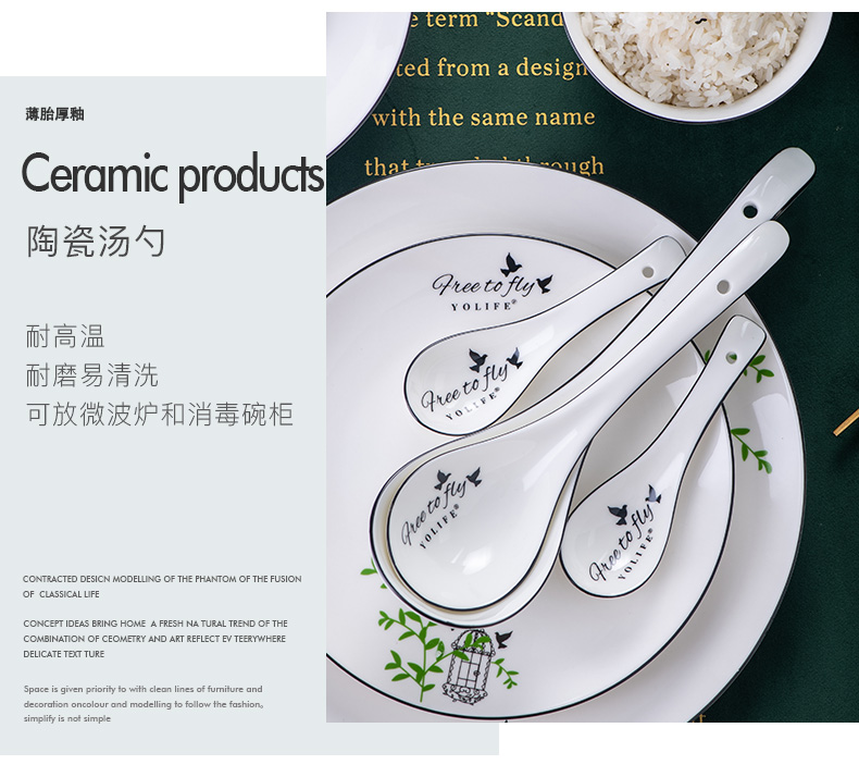 Spoon, household ceramics long handle big Spoon ladle dish porridge Spoon porridge Spoon, run out of hot pot soup Spoon, Spoon, wood