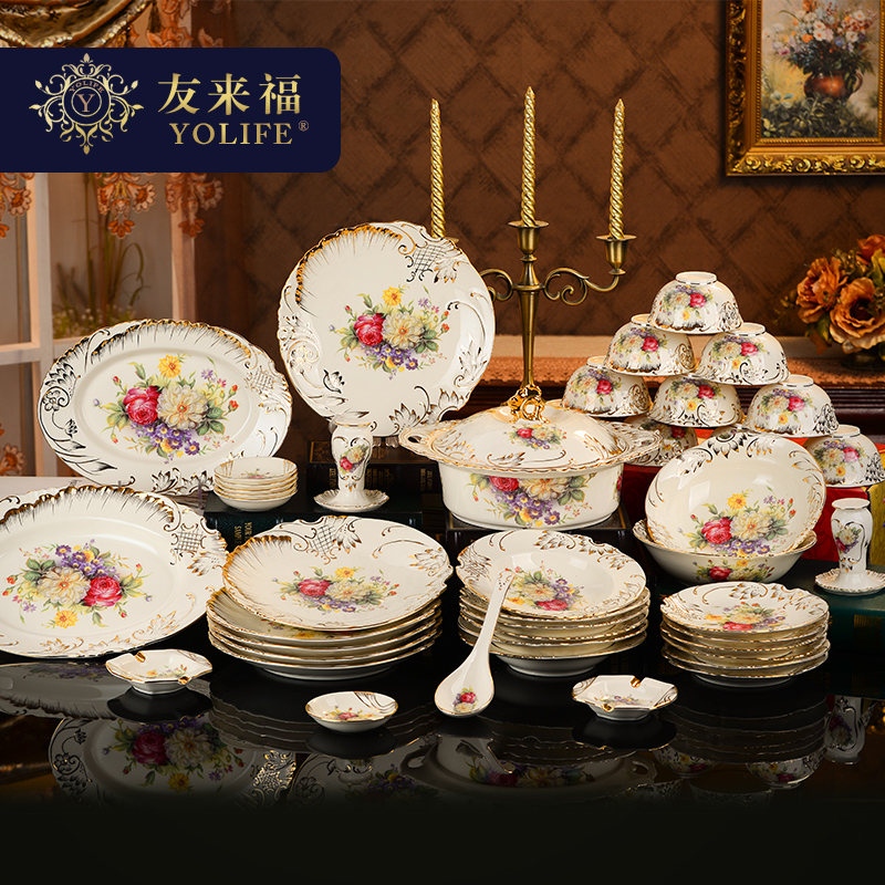 Dishes suit Dishes home European - style combination Korean Chinese creative Japanese tableware ceramics move suits for