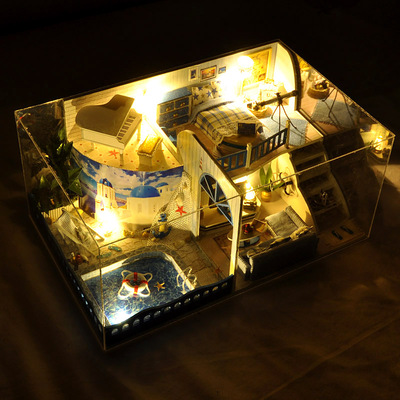 地中海diy小屋阁楼模型礼物