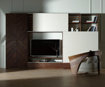 (Customized product) Yike solid wood furniture TV wall storage large capacity black walnut hard maple whiteboard household