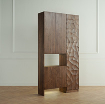 Yi carved solid wood furniture Drake Drake side cabinet restaurant porch hall cabinet black walnut hard maple simple design