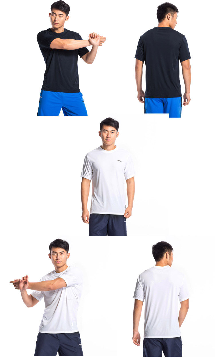 Bộ đồ thể thao Li Ning nam 2019 mới mùa xuân nhanh khô quần áo thể thao nửa tay ngắn tay thể thao quần áo hai dây nam - Thể thao sau bộ áo adidas