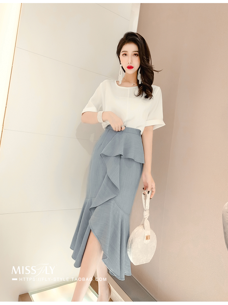 MISS FLY eo cao phần dài váy xù bất thường nữ mùa hè 2019 phiên bản Hàn Quốc hoang dã mới - Váy chân váy ngắn
