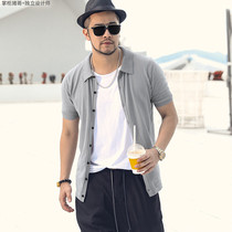 Special short sleeve cardigan lapel half sleeve cardigan cardigan summer sweater mens slim short sleeve sweater J806