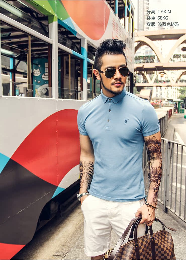Mùa hè 2019 mới AS đầu cừu cotton màu rắn nam ve áo ngắn tay áo thun Slim Anh POLO áo sơ mi T532 áo polo nam