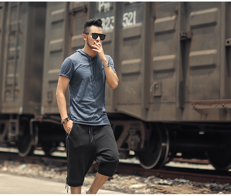 Mùa hè 2019 mới màu đen thủy triều quần thể thao nam bảy quần nam quần short thể thao màu đen K702 quần jean nam hàng hiệu