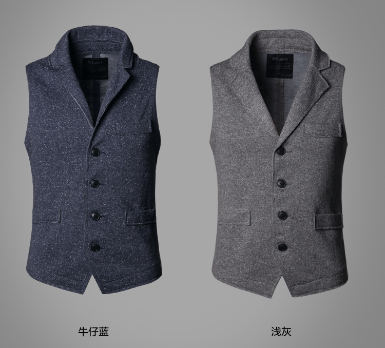 Mùa xuân composite vải hỗn hợp màu dệt kim nam cổ điển thô cạnh casual vest nam vest vest triều M92