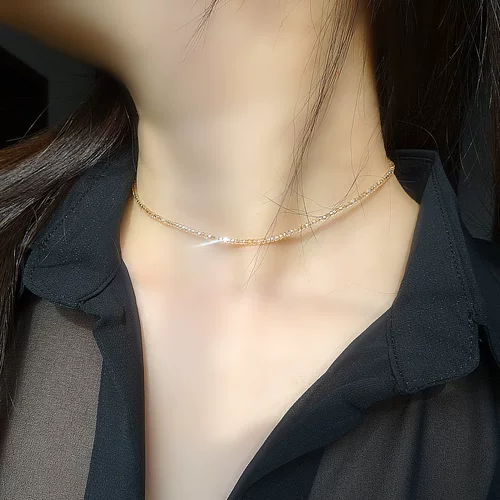 Брендовое оригинальное ожерелье из кварца, цепочка до ключиц, США, 14 карат, (в наличии на складе)